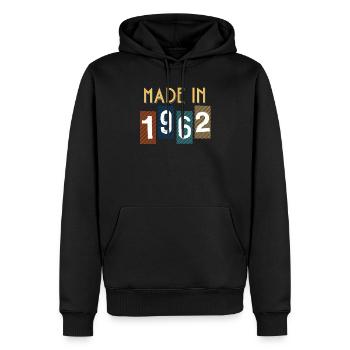 1962 Cadeau Pour Anniversaire année de naissance - Sweat à capuche Premium bio Homme - noir - Devant - Nico (187cm)