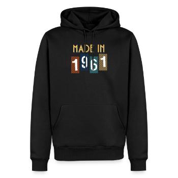 1961 Cadeau Pour anniversaire année de naissance - Sweat à capuche Premium bio Homme - noir - Devant - Nico (187cm)