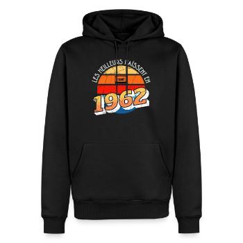 1962 Cadeau Pour Anniversaire année de naissance - Sweat à capuche Premium bio Homme - noir - Devant - Nico (187cm)