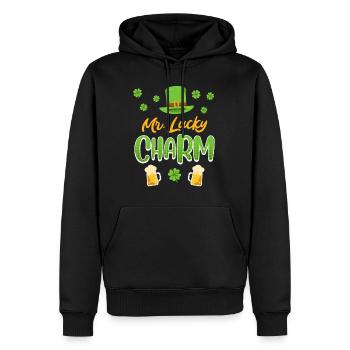 Mr Lucky Charm St. Patrick’s Day Men - Sweat à capuche Premium bio Homme - noir - Devant - Nico (187cm)