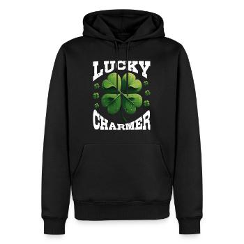 Porte-bonheur Trèfle Porte-bonheur - Sweat à capuche Premium bio Homme - noir - Devant - Nico (187cm)