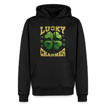 Porte-bonheur Trèfle Porte-bonheur - Sweat à capuche Premium bio Homme - noir - Devant - Nico (187cm)