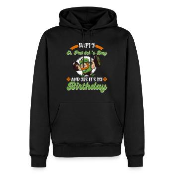 Anniversaire le jour de la Saint-Patrick - Sweat à capuche Premium bio Homme - noir - Devant - Nico (187cm)