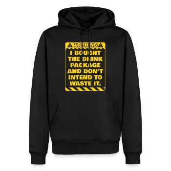 Attention j’ai réservé le forfait boissons party - Sweat à capuche Premium bio Homme - noir - Devant - Nico (187cm)