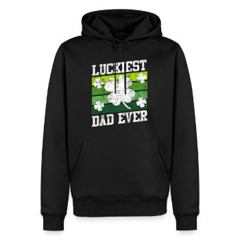 Le père le plus chanceux de tous les temps Clover Saint-Patrick - Sweat à capuche Premium bio Homme - noir - Devant - Nico (187cm)