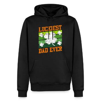 Le père le plus chanceux de tous les temps Clover Saint-Patrick - Sweat à capuche Premium bio Homme - noir - Devant - Nico (187cm)