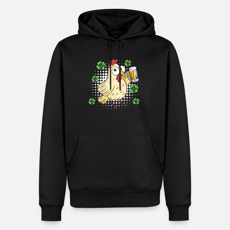 St. Patrick’s Day Huhn - Männer Premium Bio Hoodie - Schwarz