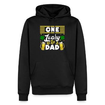 One Lucky Dad Beer St Patrick’s Day Papa - Männer Premium Bio Hoodie - Schwarz - Vorne - Nico (187cm)