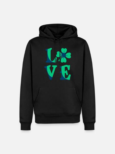 Amour Trèfle Porte-bonheur Saint-Patrick - Sweat à capuche Premium bio Homme - noir
