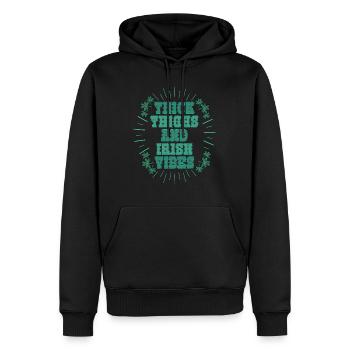 Cuisses épaisses et vibrations irlandaises Irlande - Sweat à capuche Premium bio Homme - noir - Devant - Nico (187cm)