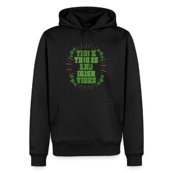 Cuisses épaisses et vibrations irlandaises Irlande - Sweat à capuche Premium bio Homme - noir - Devant - Nico (187cm)