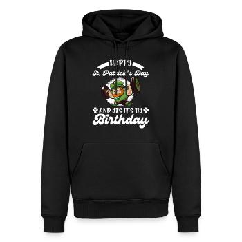 Anniversaire le jour de la Saint-Patrick - Sweat à capuche Premium bio Homme - noir - Devant - Nico (187cm)