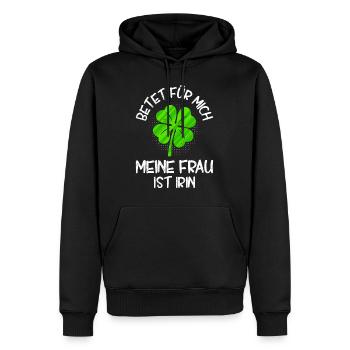 Meine Frau ist Irin Kleeblatt St. Patrick’s Day - Männer Premium Bio Hoodie - Schwarz - Vorne - Nico (187cm)
