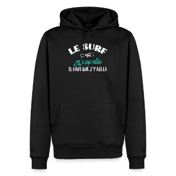 Surf Cadeau Pour Surfeur Citation Humour Rigolo - Sweat à capuche Premium bio Homme - noir - Devant - Nico (187cm)