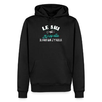 Ski Cadeau pour Sport d'Hiver Snow Drôle Rigolo - Sweat à capuche Premium bio Homme - noir - Devant - Nico (187cm)