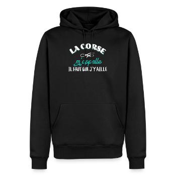 Corse Cadeau Région Rigolo île de Beauté Humour - Sweat à capuche Premium bio Homme - noir - Devant - Nico (187cm)