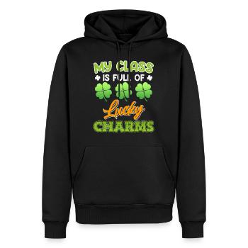 Meine Klasse ist voller Glücksbringer - Männer Premium Bio Hoodie - Schwarz - Vorne - Nico (187cm)