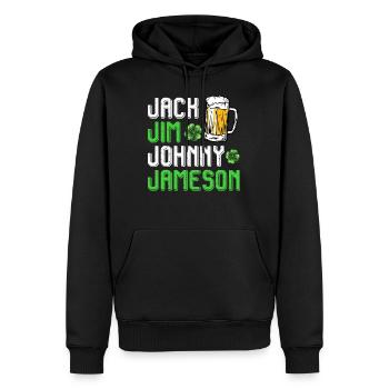 Jack Jim Johnny Jameson St. Patrick’s Day - Männer Premium Bio Hoodie - Schwarz - Vorne - Nico (187cm)