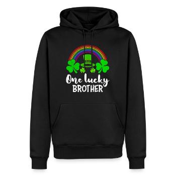 One Lucky Brother St Patrick’s Day - Männer Premium Bio Hoodie - Schwarz - Vorne - Nico (187cm)