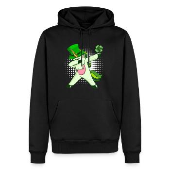 Dabbing Einhorn Kleeblatt St. Patrick's Day - Männer Premium Bio Hoodie - Schwarz - Vorne - Nico (187cm)
