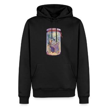 Skeleton reads a book and drinks tea Bookworm - Men’s Premium Organic Hoodie - black - Front - Nico (187cm)