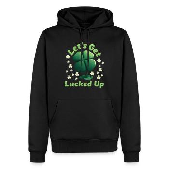 Let's get Lucked up Kleeblatt St. Patrick’s Day - Männer Premium Bio Hoodie - Schwarz - Vorne - Nico (187cm)