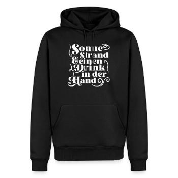 Sonne Strand einen Drink in der Hand Urlaub Party - Männer Premium Bio Hoodie - Schwarz - Vorne - Nico (187cm)