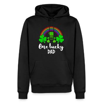 One Lucky Dad St Patrick’s Day Papa - Männer Premium Bio Hoodie - Schwarz - Vorne - Nico (187cm)
