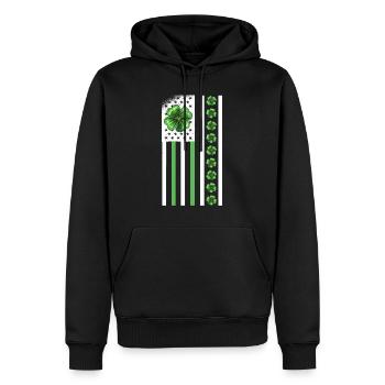 USA St. Patrick's Day Kleeblätter USA Flagge - Männer Premium Bio Hoodie - Schwarz - Vorne - Nico (187cm)