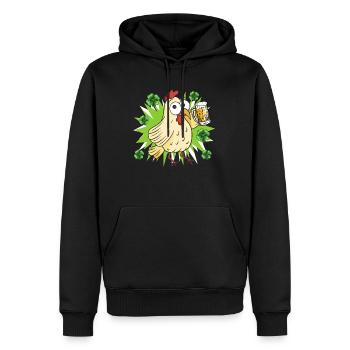 Poulet de la Saint-Patrick - Sweat à capuche Premium bio Homme - noir - Devant - Nico (187cm)