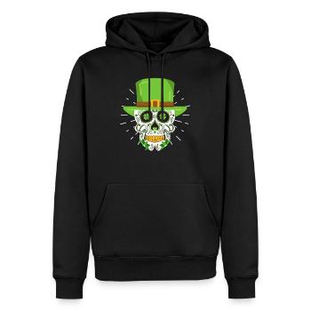 Saint-Patrick Leprechaun squelette irlandais - Sweat à capuche Premium bio Homme - noir - Devant - Nico (187cm)