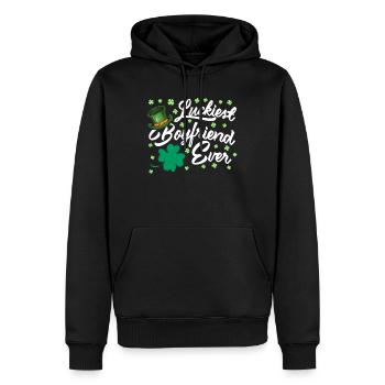 Petit ami le plus chanceux de tous les temps Saint-Valentin - Sweat à capuche Premium bio Homme - noir - Devant - Nico (187cm)