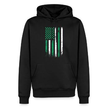USA St. Patrick's Day Kleeblätter USA Flagge - Männer Premium Bio Hoodie - Schwarz - Vorne - Nico (187cm)