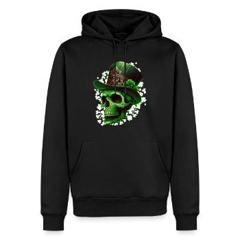Fête de la Saint-Patrick Squelette irlandais leprechaun - Sweat à capuche Premium bio Homme - noir - Devant - Nico (187cm)