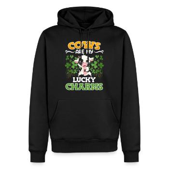 Cows are my lucky charms Farmer Cattle breeders - Men’s Premium Organic Hoodie - black - Front - Nico (187cm)