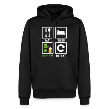 Eat Sleep Irish Folk Repeat St. Patrick’s Day - Männer Premium Bio Hoodie - Schwarz - Vorne - Nico (187cm)