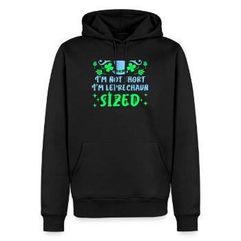 Pas petit, juste un lutin Taille Saint-Patrick - Sweat à capuche Premium bio Homme - noir - Devant - Nico (187cm)
