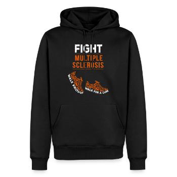 Fight Multiple Sclerosis MS Awareness Warrior Ribb - Men’s Premium Organic Hoodie - black - Front - Nico (187cm)