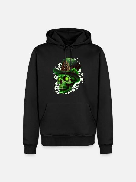 Saint-Patrick Leprechaun squelette irlandais - Sweat à capuche Premium bio Homme - noir