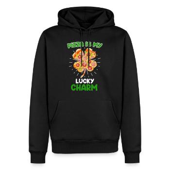 La pizza est mon porteur de bonheur Fan de pizza - Sweat à capuche Premium bio Homme - noir - Devant - Nico (187cm)