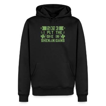J’ai mis le She in Shenanigans St Patrick’s Day - Sweat à capuche Premium bio Homme - noir - Devant - Nico (187cm)