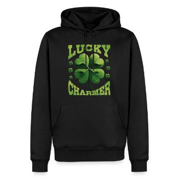 Porte-bonheur Trèfle Porte-bonheur - Sweat à capuche Premium bio Homme - noir - Devant - Nico (187cm)