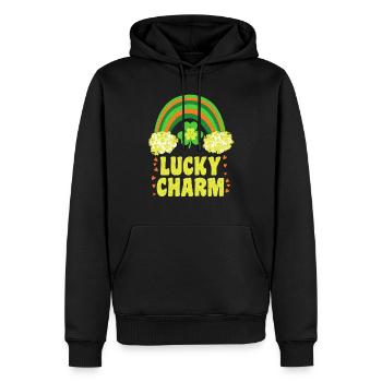 Porte-bonheur Porte-bonheur Porte-bonheur Arc-en-ciel - Sweat à capuche Premium bio Homme - noir - Devant - Nico (187cm)