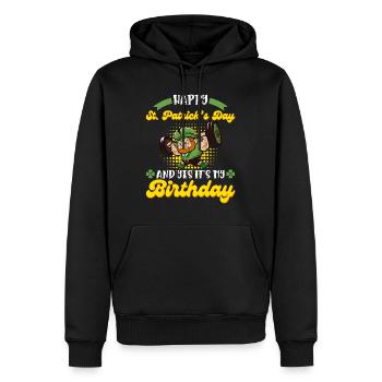 Anniversaire le jour de la Saint-Patrick - Sweat à capuche Premium bio Homme - noir - Devant - Nico (187cm)
