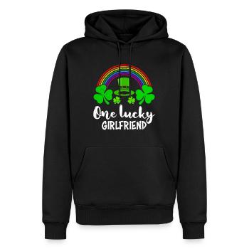 One Lucky Girlfriend St Patrick’s Freundin - Männer Premium Bio Hoodie - Schwarz - Vorne - Nico (187cm)