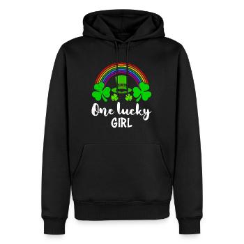 One Lucky Girl St Patrick’s Day Damen - Männer Premium Bio Hoodie - Schwarz - Vorne - Nico (187cm)