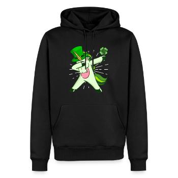 Dabbing Einhorn Kleeblatt St. Patrick's Day - Männer Premium Bio Hoodie - Schwarz - Vorne - Nico (187cm)