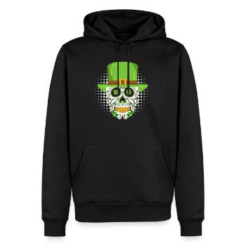 Fête de la Saint-Patrick Squelette irlandais leprechaun - Sweat à capuche Premium bio Homme - noir - Devant - Nico (187cm)