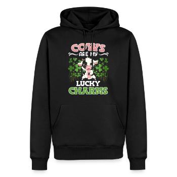 Cows are my lucky charms Farmer Cattle breeders - Men’s Premium Organic Hoodie - black - Front - Nico (187cm)