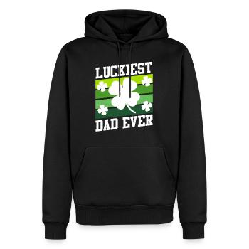 Le père le plus chanceux de tous les temps Clover Saint-Patrick - Sweat à capuche Premium bio Homme - noir - Devant - Nico (187cm)